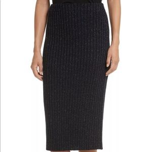 Rag & Bone Navy Leyton Metallic Skirt xs